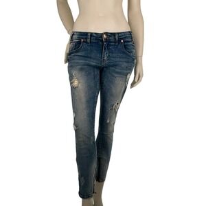 One Teaspoon Free bird Skinny jeans Low Rise  Women's‎ sz 27 Distressed Blue